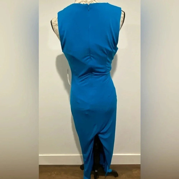 CHAPS Maxi full length slinky V-Neck dress. Size 4. Bright teal blue. NWT - Picture 10 of 11
